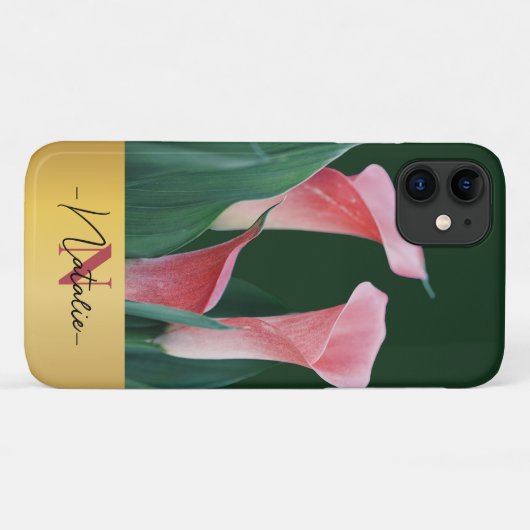 Luxe goudmonogram echte foto-wildbloemen Groen Case-Mate iPhone Case (Achterkant (horizontaal))