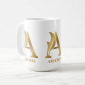 Luxe goudmonogram letter A douanenaam Koffiemok (Voorkant links)
