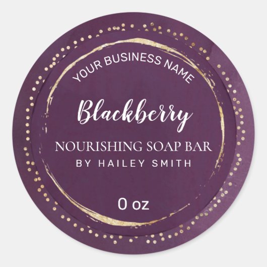 Luxe goudolie Paarse zeepijlproduct Ronde Sticker (Voorkant)