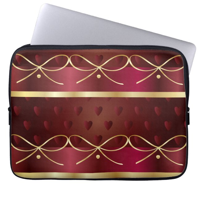  luxe goudpatroon voor het kleurdecor van Bourgogn Laptop Sleeve (Voorkant)