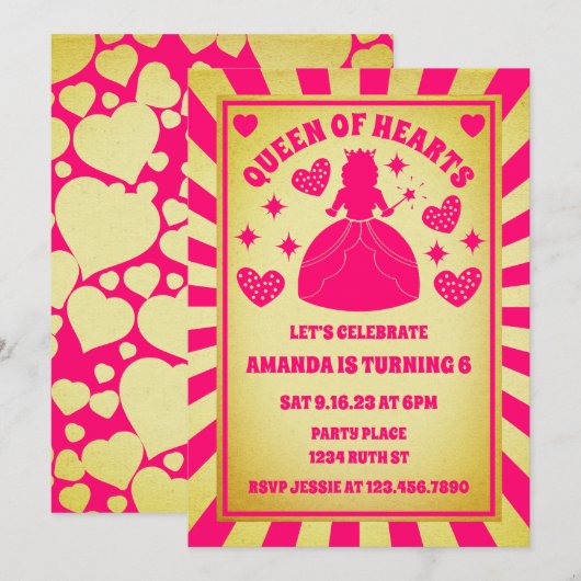 Luxe goudroze koningin van het hart van afgelopen  kaart (Voorkant / Achterkant)