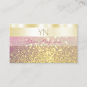 Luxe goudroze Paarse mousserende glitter-monogram Visitekaartje (Voorkant)