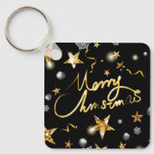 Luxe goudsterren met laag bereik - Zwarte metalen  Sleutelhanger (Voorkant)