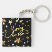 Luxe goudsterren met laag bereik - Zwarte metalen Sleutelhanger (Achterkant)