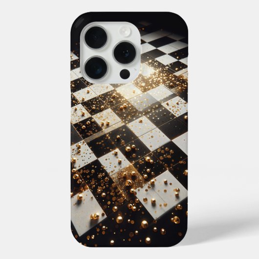Luxe Goudstof Schachbretteloonhoes - Elegant Case-Mate iPhone Case (Achterkant)