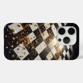 Luxe Goudstof Schachbretteloonhoes - Elegant Case-Mate iPhone Case (Achterkant (horizontaal))