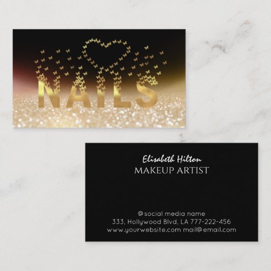 Luxe goudvlinders logo visitekaartje (Voorkant / Achterkant)