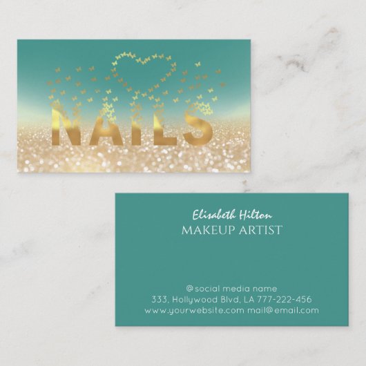 Luxe goudvlinders logo visitekaartje (Voorkant / Achterkant)