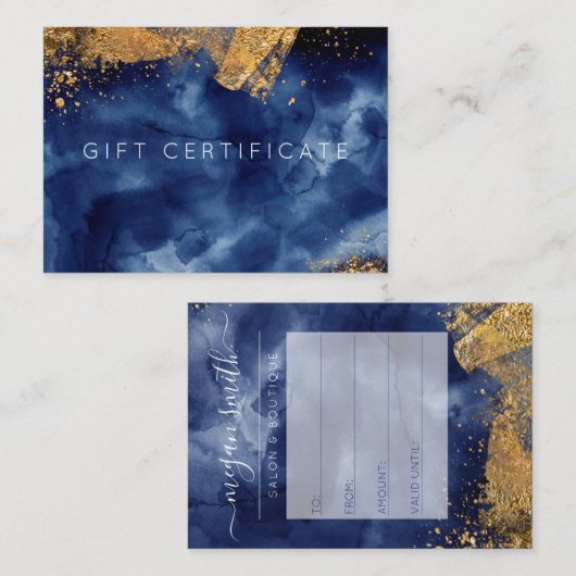 Luxe goudWaterverf Cadeaubon Visitekaartje (Voorkant / Achterkant)