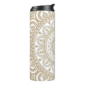 Luxe goudwit Mandala herinnert aan Meditation Thermosbeker (Gedraaid links)