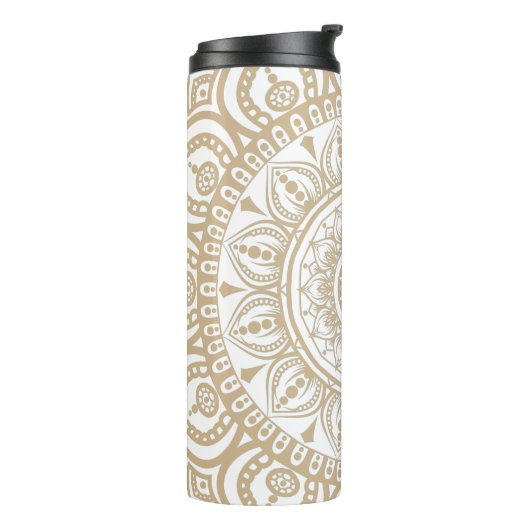 Luxe goudwit Mandala herinnert aan Meditation Thermosbeker (Gedraaid links)