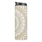 Luxe goudwit Mandala herinnert aan Meditation Thermosbeker (Geroteerd rechts)