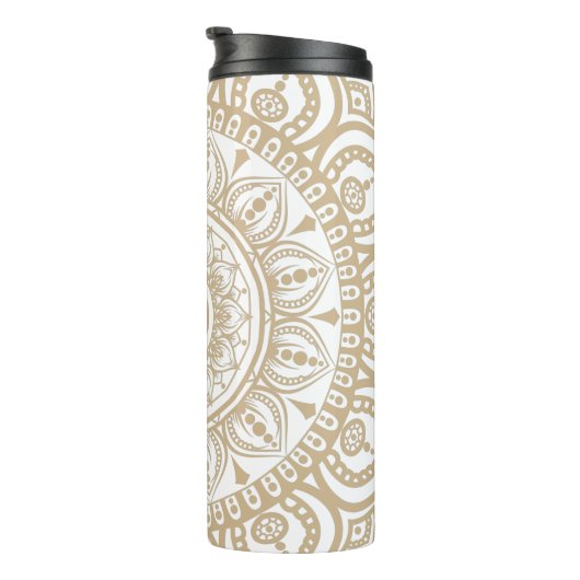 Luxe goudwit Mandala herinnert aan Meditation Thermosbeker (Geroteerd rechts)