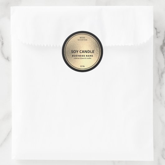 Luxe goudzwarte zuskaars ronde sticker (Tas)