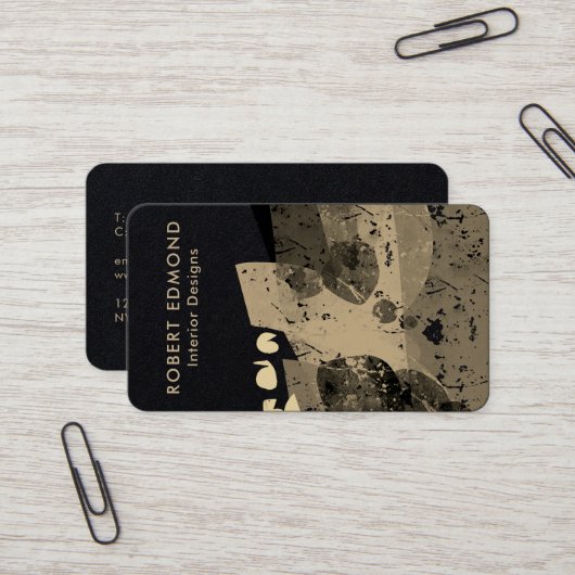 Luxe grafische gouden artistieke unieke Abstracte Visitekaartje (Voorkant / Achterkant in situ)