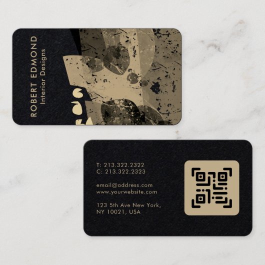 Luxe grafische gouden artistieke unieke Abstracte Visitekaartje (Voorkant / Achterkant)