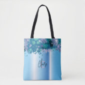 Luxe grafische kunst Modern Glam Blue Metallic Tote Bag (Voorkant)