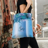 Luxe grafische kunst Modern Glam Blue Metallic Tote Bag
