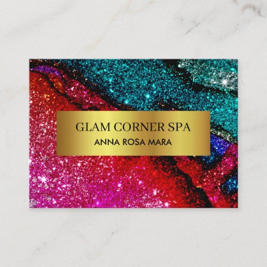 *~* Luxe gram Rainbow QR Glitter Bling Beauty Visitekaartje (Voorkant)