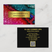 *~* Luxe gram Rainbow QR Glitter Glitz Beauty Visitekaartje (Voorkant / Achterkant)