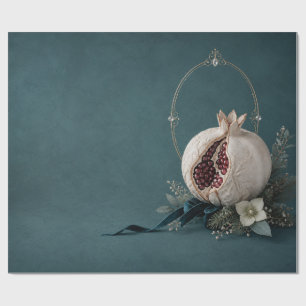 Luxe Granaatappel Turquoise Kerstcadeaupapier Cadeaupapier