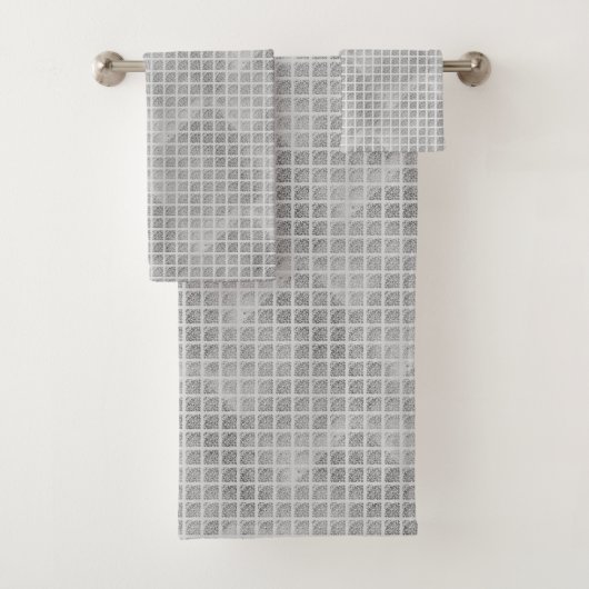 LUXE GRAY GRID PATROON HAMPTON TOWEL SET BAD HANDDOEK (Insitu)