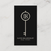 Luxe Gray Skeleton Key Monogram Makelaar Visitekaartje (Voorkant)