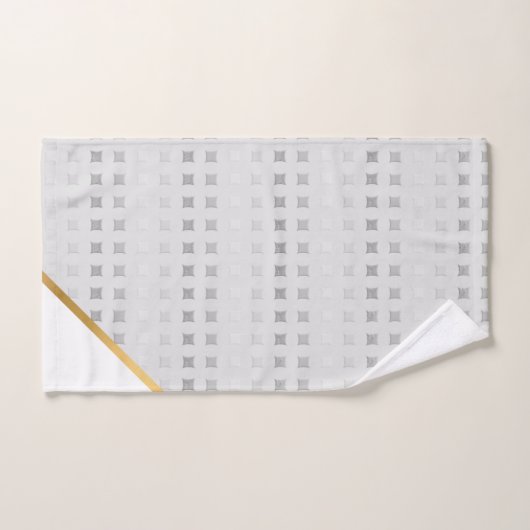 LUXE GRAY WHITE SQUARE PATROON TOWEL SET BAD HANDDOEK (Handdoek)