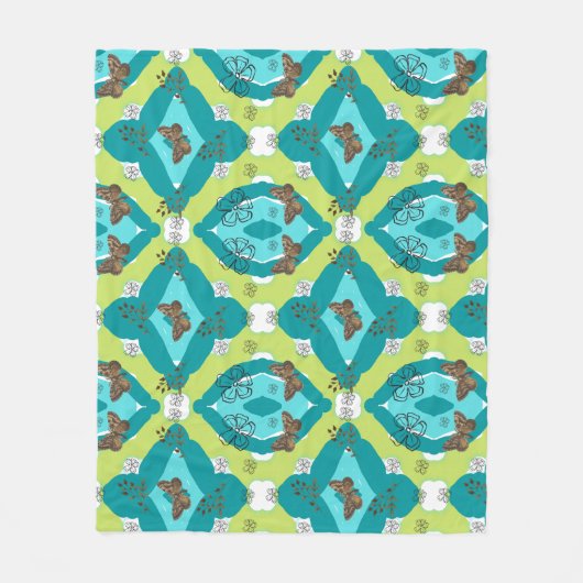 Luxe green garden art fleece deken (Voorkant)