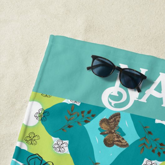 Luxe green garden art strandlaken (In situ)