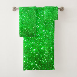Luxe Green Gold Glitter Bath-handdoekset Bad Handdoek