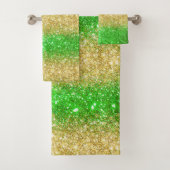 Luxe Green Gold Glitter Bath-handdoekset Bad Handdoek (Insitu)