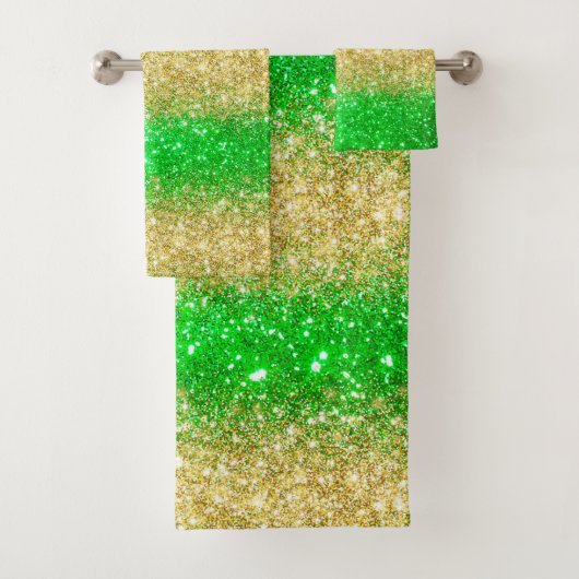 Luxe Green Gold Glitter Bath-handdoekset Bad Handdoek (Insitu)