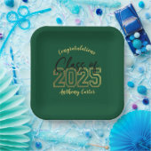 Luxe Green & Gold Graduation Party Borden Papieren Bordje (Feest)