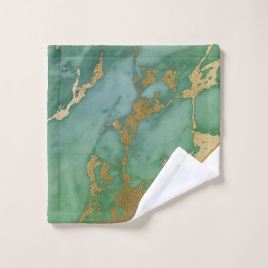 LUXE GREEN GOLD MARBLE ANGLE BATH TOWEL SET BAD HANDDOEK (Wasdoekje)