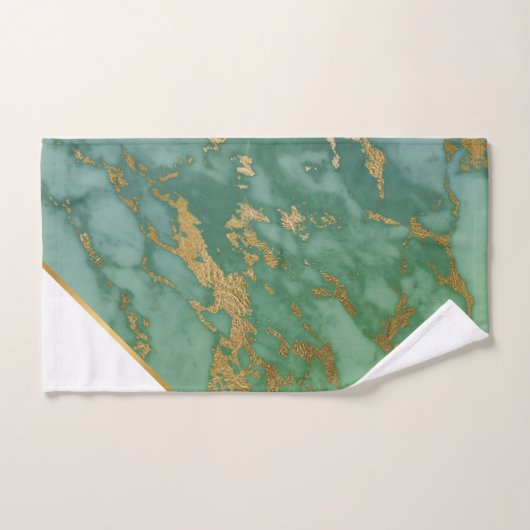 LUXE GREEN GOLD MARBLE ANGLE BATH TOWEL SET BAD HANDDOEK (Handdoek)