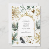 Luxe Green Gold Snowflake Elegante Vakantie Kaart (Voorkant)