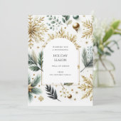 Luxe Green Gold Snowflake Elegante Vakantie Kaart (Staand voorkant)