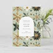 Luxe Green Gold Snowflake Elegante Vakantie Kaart (Staand voorkant)