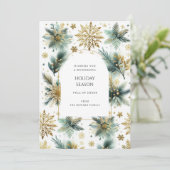 Luxe Green Gold Snowflake Elegante Vakantie Kaart (Staand voorkant)