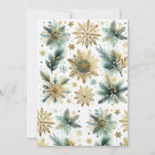 Luxe Green Gold Snowflake Elegante Vakantie Kaart (Achterkant)