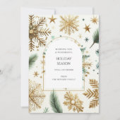 Luxe Green Gold Snowflake Elegante Vakantie Kaart (Voorkant)