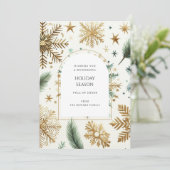 Luxe Green Gold Snowflake Elegante Vakantie Kaart (Staand voorkant)