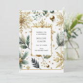 Luxe Green Gold Snowflake Elegante Vakantie Kaart (Staand voorkant)