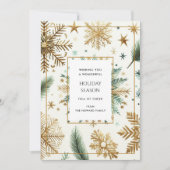 Luxe Green Gold Snowflake Elegante Vakantie Kaart (Voorkant)