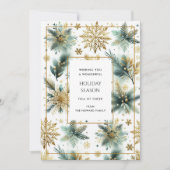 Luxe Green Gold Snowflake Elegante Vakantie Kaart (Voorkant)