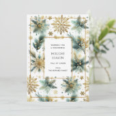 Luxe Green Gold Snowflake Elegante Vakantie Kaart (Staand voorkant)