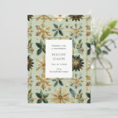 Luxe Green Gold Snowflake Elegante Vakantie Kaart (Staand voorkant)