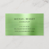 Luxe Green Metallic Monogram Consultant Visitekaartje (Achterkant)