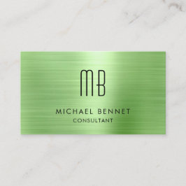 Luxe Green Metallic Monogram Consultant Visitekaartje